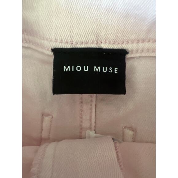 Miou Muse Straight Wide Leg Light Pink Jeans - Picture 5 of 6